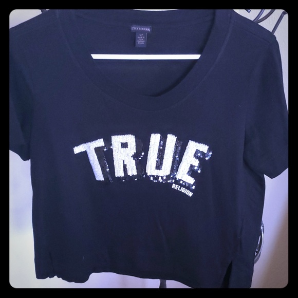 Sold.  True Religion crop tee - Picture 1 of 8